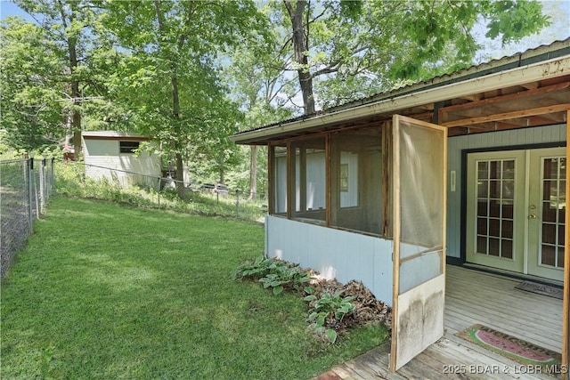 32410 N Ivy Bend Rd, Stover, MO 65078 - fenced backyard featuring french doors and a deck