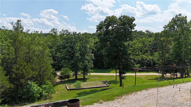 18997 Mystical Ln, Versailles, MO 65084 - view of home's community with volleyball court, a lawn, and a view of trees