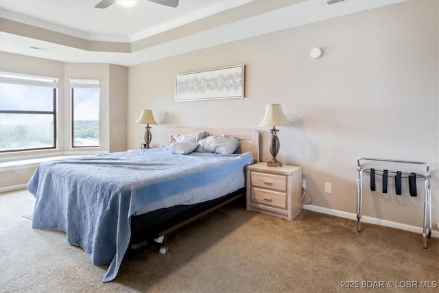 33 Monterey Dr Unit 2A, Lake Ozark, MO 65049 - bedroom with ornamental molding, carpet flooring, and ceiling fan