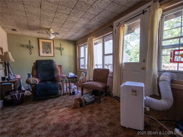 32056 Gentry Ln, Gravois Mills, MO 65037 - living area with carpet flooring, healthy amount of natural light, and a ceiling fan