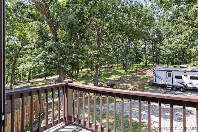 28 Hamilton Way, Sunrise Beach, MO 65079 - deck featuring view of wooded area
