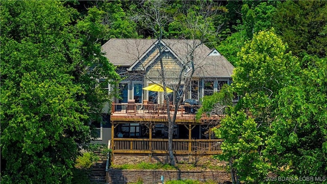 164 Get A Way Ln, Camdenton, MO 65020 - back of property featuring a wooden deck and stairs