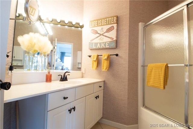 418 Regatta Bay Dr Unit 4A, Lake Ozark, MO 65049 - bathroom featuring vanity and enclosed tub / shower combo