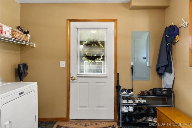 2326 Willow Creek Rd, Camdenton, MO 65020 - laundry area with washer / dryer and electric panel