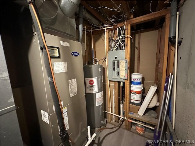 20 Barba Le Ln, Lake Ozark, MO 65049 - utility room featuring electric water heater, electric panel, and heating unit