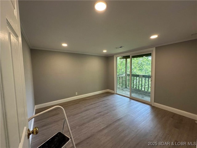20 Barba Le Ln, Lake Ozark, MO 65049 - unfurnished room featuring crown molding, recessed lighting, and wood finished floors