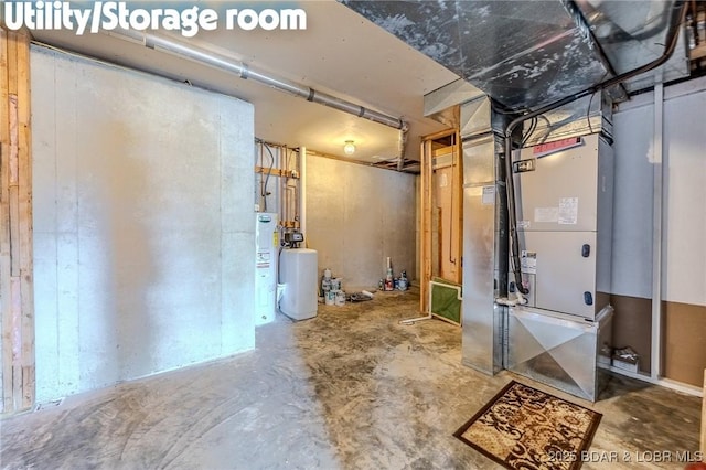 1508 Purvis Rd, Sunrise Beach, MO 65079 - basement with water heater, heating unit, and a water softener
