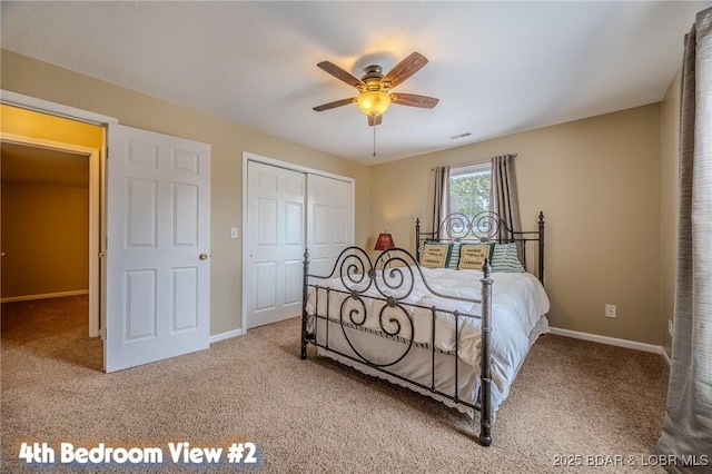 1508 Purvis Rd, Sunrise Beach, MO 65079 - carpeted bedroom with a closet and a ceiling fan