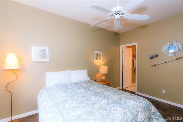 607 E Harbour Towne Dr Unit E-607, Lake Ozark, MO 65049 - bedroom with wood finished floors and a ceiling fan