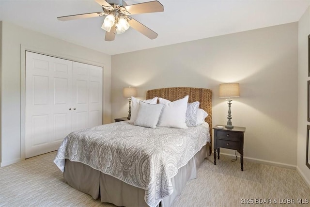30594 Johnson Bay Rd, Gravois Mills, MO 65037 - carpeted bedroom with a closet and ceiling fan