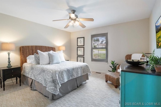 30594 Johnson Bay Rd, Gravois Mills, MO 65037 - bedroom with light colored carpet and a ceiling fan