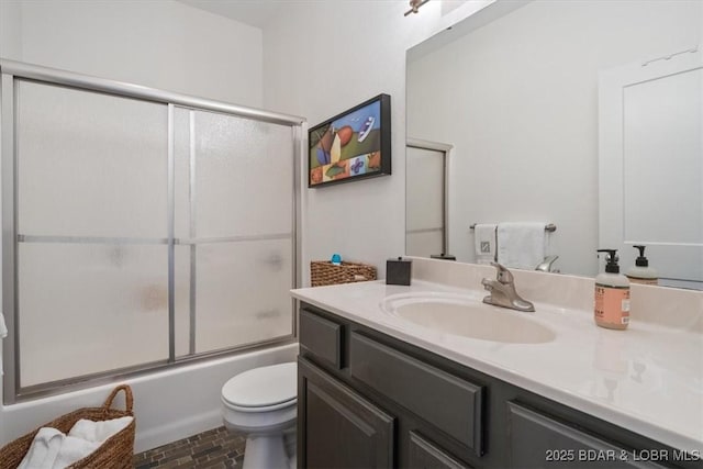 30594 Johnson Bay Rd, Gravois Mills, MO 65037 - bathroom featuring vanity and enclosed tub / shower combo
