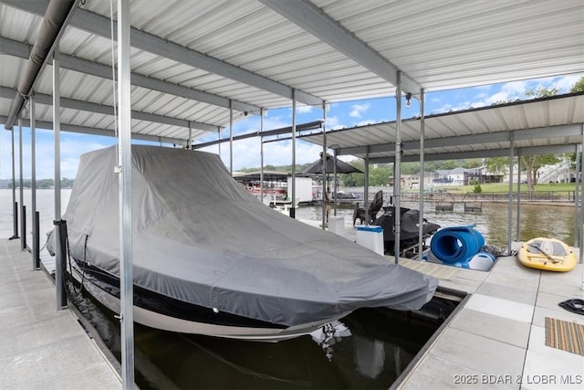 30594 Johnson Bay Rd, Gravois Mills, MO 65037 - dock area with boat lift and a water view