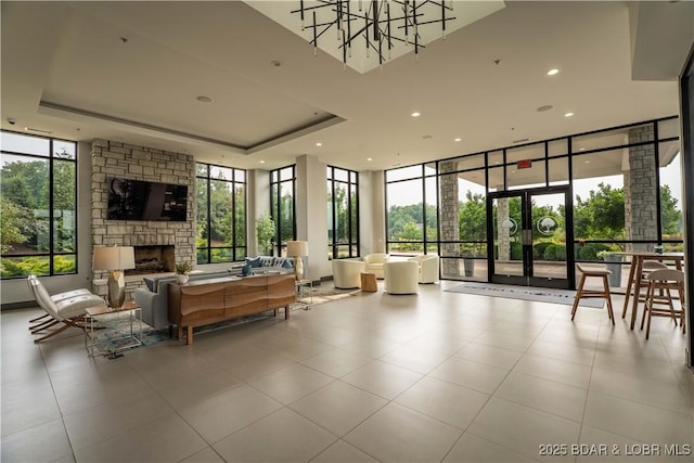 166 Captiva Dr Unit 5D, Sunrise Beach, MO 65079 - common area featuring a wall of windows and recessed lighting