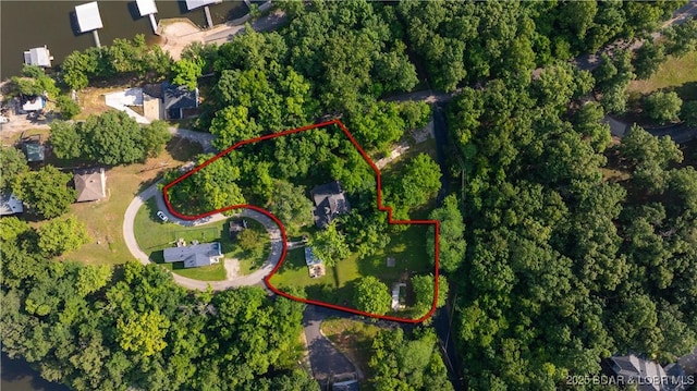87 Outback Loop, Linn Creek, MO 65052 - aerial view of property and surrounding area with property parcel outlined