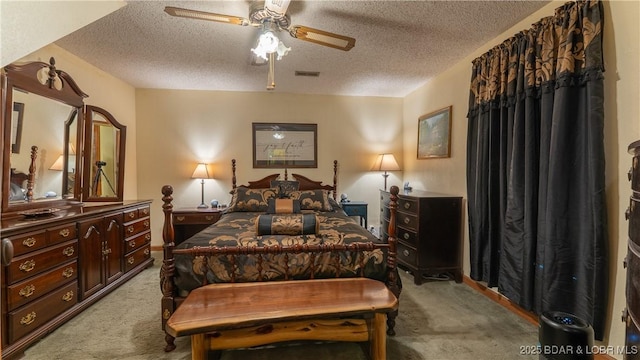 87 Outback Loop, Linn Creek, MO 65052 - bedroom with light carpet, a textured ceiling, and ceiling fan