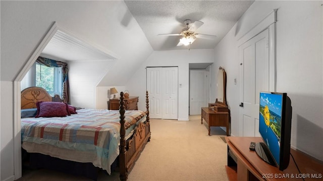 87 Outback Loop, Linn Creek, MO 65052 - bedroom featuring lofted ceiling, light colored carpet, and a ceiling fan