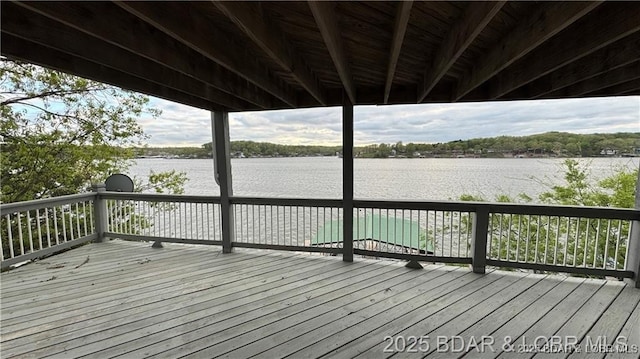 28136 Lyndsey Ln, Rocky Mount, MO 65072 - wooden terrace featuring a water view