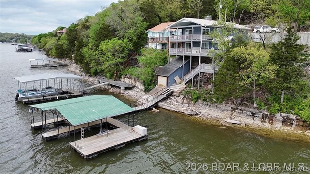 28136 Lyndsey Ln, Rocky Mount, MO 65072 - dock featuring stairs and a water view