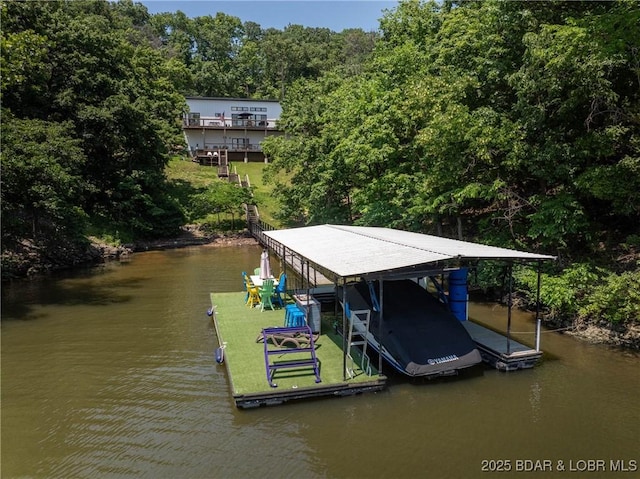 626 Eagle Dr, Four Seasons, MO 65049 - dock area featuring a water view and boat lift