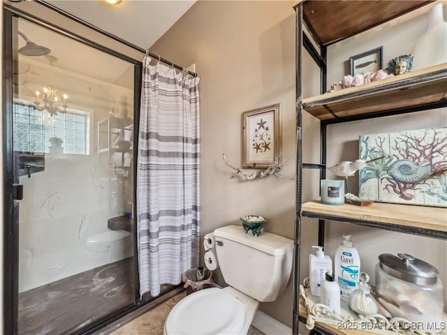 172 Highland Pkwy, Camdenton, MO 65020 - full bath with a shower stall and a chandelier