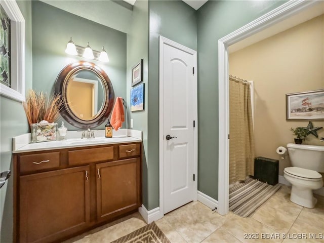 172 Highland Pkwy, Camdenton, MO 65020 - bathroom featuring vanity, tile patterned floors, and a shower with curtain