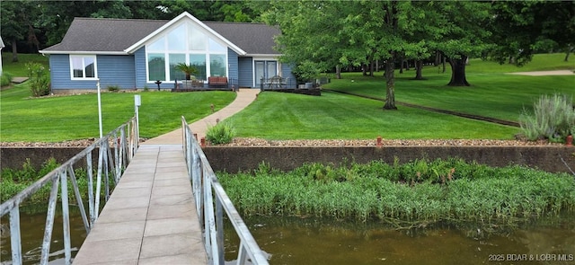 30141 Gentle Cv, Gravois Mills, MO 65037 - rear view of property with a water view and a shingled roof
