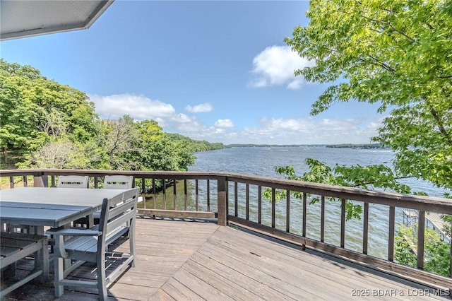 172 Kansas City Way, Sunrise Beach, MO 65079 - deck featuring a water view and outdoor dining area