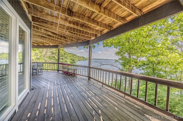 172 Kansas City Way, Sunrise Beach, MO 65079 - wooden terrace featuring a water view