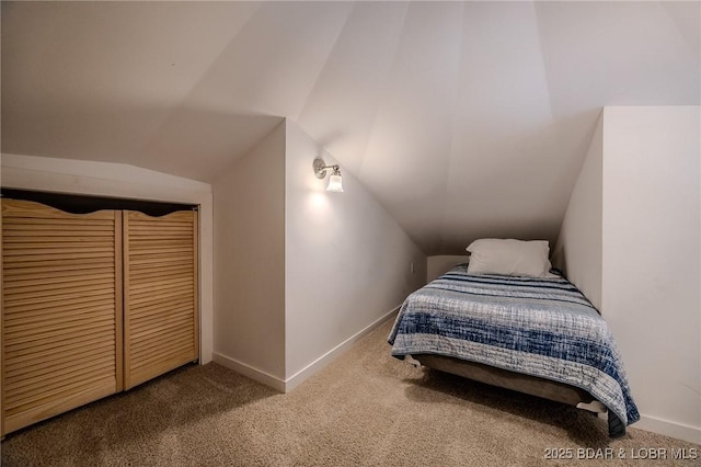 172 Kansas City Way, Sunrise Beach, MO 65079 - carpeted bedroom with lofted ceiling and baseboards