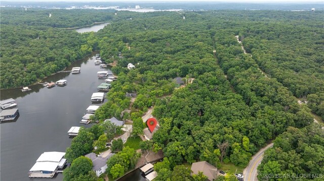 135 Greensboro Ct, Four Seasons, MO 65049 - aerial view of a heavily wooded area and a nearby body of water