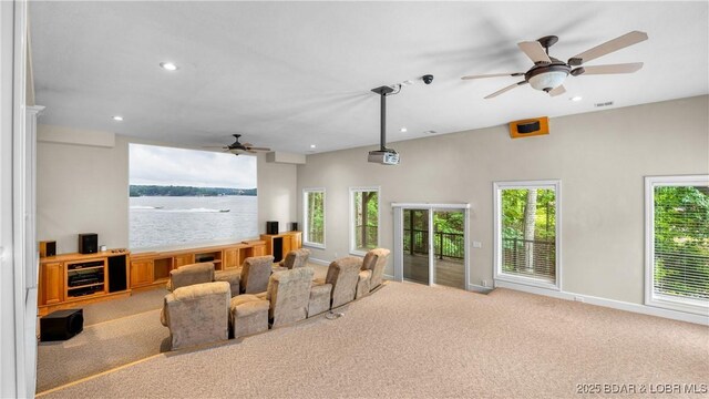 135 Greensboro Ct, Four Seasons, MO 65049 - carpeted cinema room with a ceiling fan and recessed lighting