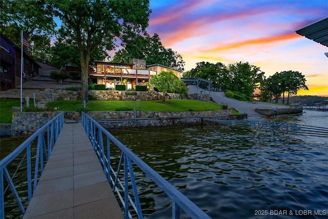 30383 Bullock Dr, Gravois Mills, MO 65037 - dock area with a water view and a yard