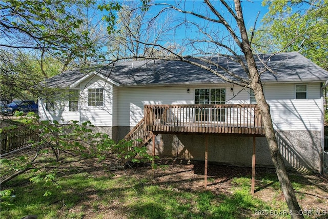 448 Cherokee Rd, Lake Ozark, MO 65049 - back of house with a deck, stairway, and a shingled roof