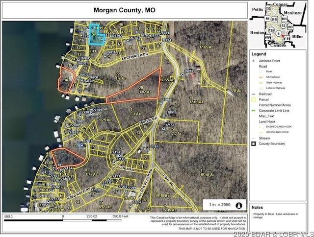 26794 Boone Rd, Barnett, MO 65011 - aerial overview of property's location featuring property parcel outlined