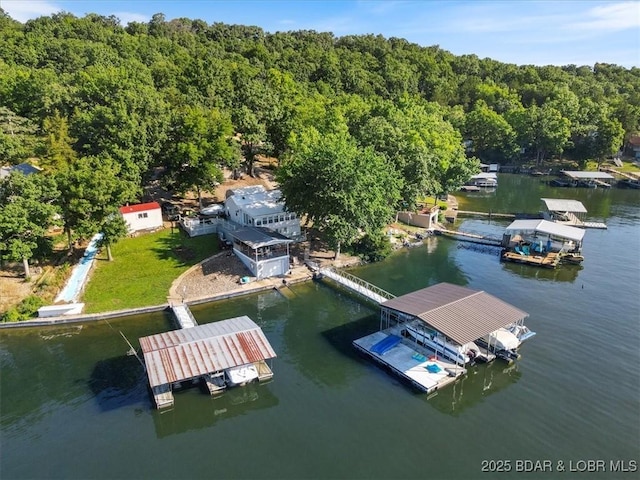 27638 Golden Point Ln, Barnett, MO 65011 - aerial view of a forest and a nearby body of water