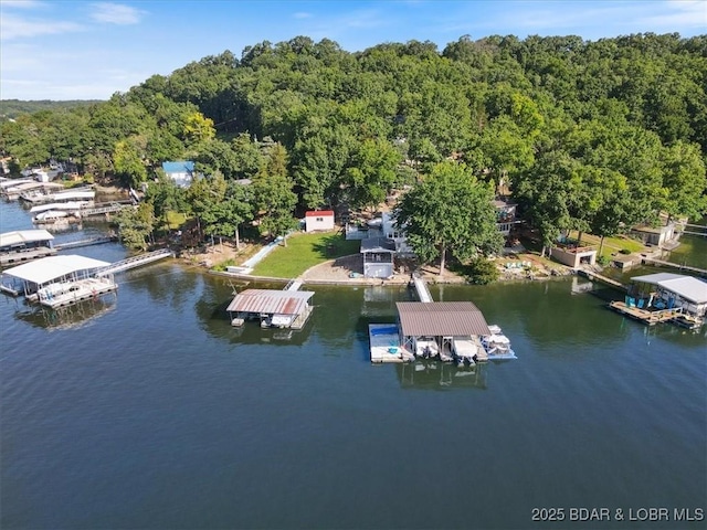 27638 Golden Point Ln, Barnett, MO 65011 - drone / aerial view of a large body of water and a forest