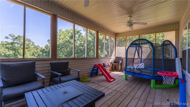 21 Winston Ln, Kaiser, MO 65047 - sunroom with ceiling fan