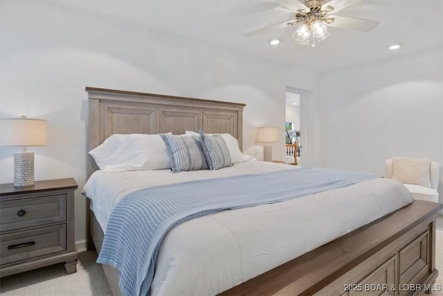 26 Port Bagnell Rd, Eldon, MO 65026 - bedroom with a ceiling fan, light colored carpet, and recessed lighting