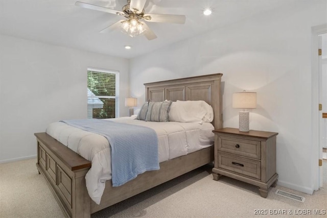 26 Port Bagnell Rd, Eldon, MO 65026 - bedroom featuring light colored carpet, ceiling fan, and recessed lighting