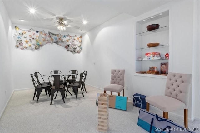 26 Port Bagnell Rd, Eldon, MO 65026 - dining space featuring carpet flooring, ceiling fan, and recessed lighting