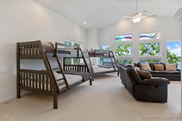 26 Port Bagnell Rd, Eldon, MO 65026 - bedroom featuring high vaulted ceiling, carpet flooring, and recessed lighting