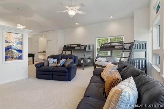 26 Port Bagnell Rd, Eldon, MO 65026 - carpeted living area featuring a ceiling fan and baseboards