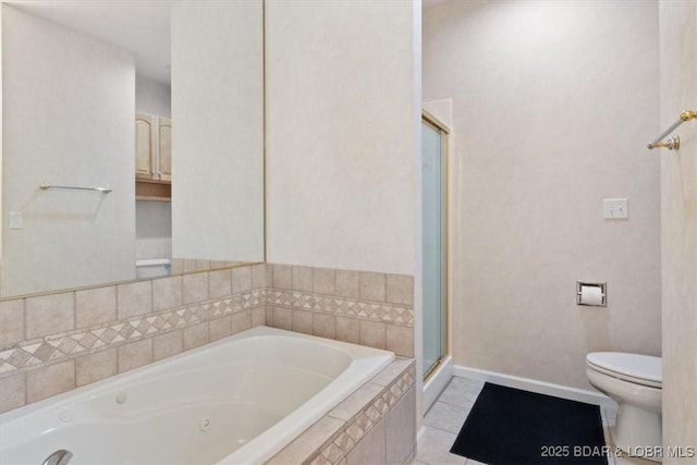 26 Port Bagnell Rd, Eldon, MO 65026 - bathroom with a tub with jets, a shower stall, and tile patterned flooring