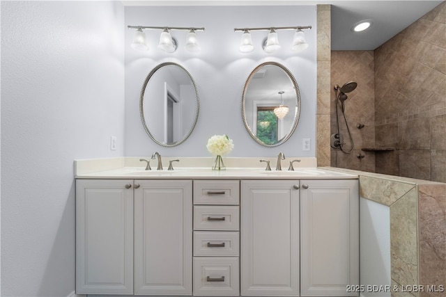 584 Black Hawk Dr, Lake Ozark, MO 65049 - bathroom featuring double vanity and walk in shower