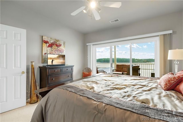5450 Christopher Ln Unit 211, Osage Beach, MO 65065 - bedroom featuring access to exterior, carpet, and ceiling fan