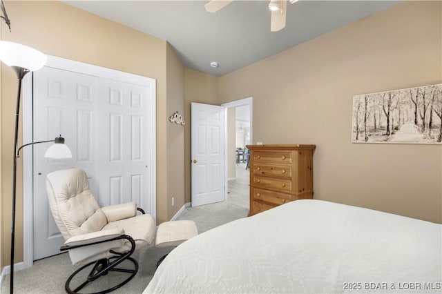 5450 Christopher Ln Unit 211, Osage Beach, MO 65065 - bedroom with light carpet, a closet, and ceiling fan