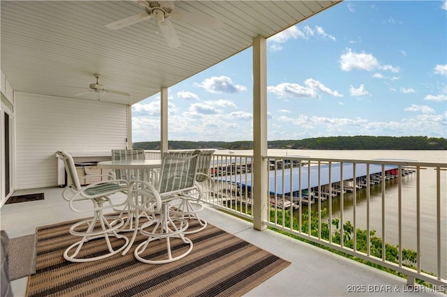 5450 Christopher Ln Unit 211, Osage Beach, MO 65065 - balcony with a ceiling fan and a water view