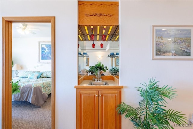 49 Aqua Fin Dr Unit 3B, Lake Ozark, MO 65049 - hallway featuring a sink and carpet flooring