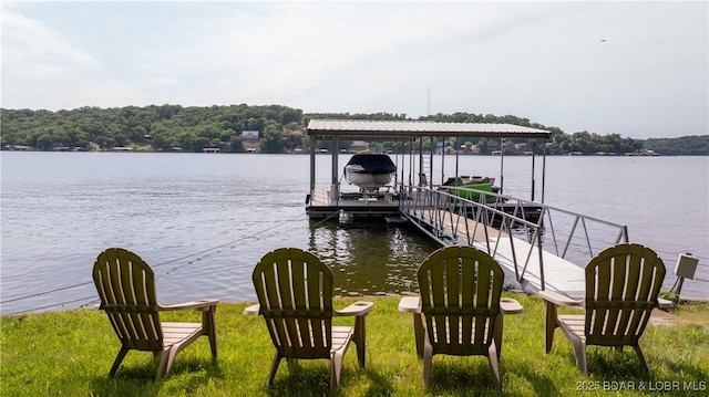 15350 Red Hollow Rd, Gravois Mills, MO 65037 - dock featuring a water view and boat lift